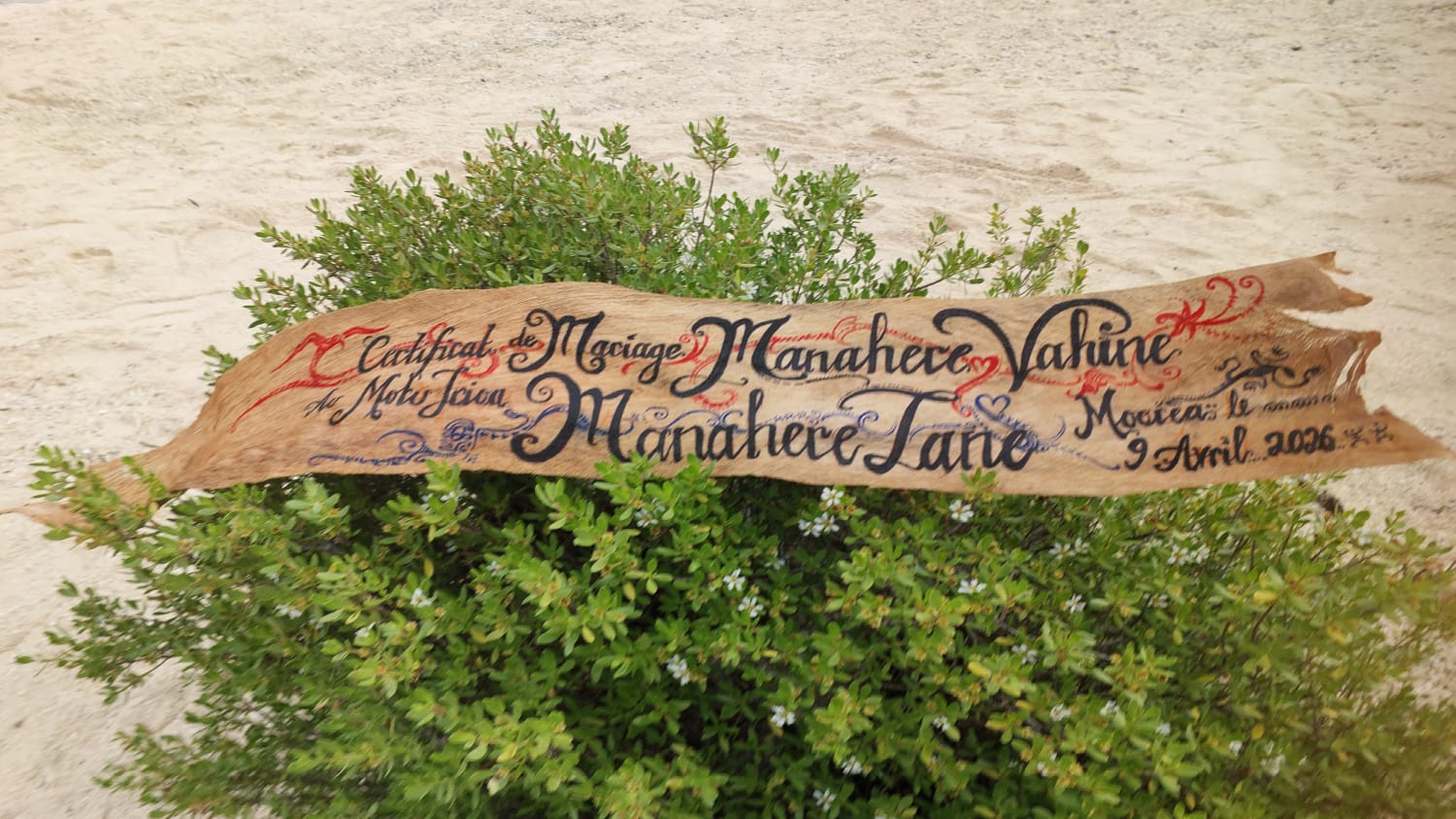 Certificat de mariage sur tapa